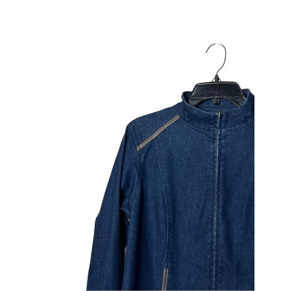 1656. PENDLETON LONG SLEEVE FULL ZIP DENIM JACKET SIZE MEDIUM FAUX LEATHER TRIM - Picture 4 of 10